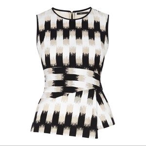 BCBGMAXAZRIA JOLYNE ASYMMETRICAL PEPLUM TOP